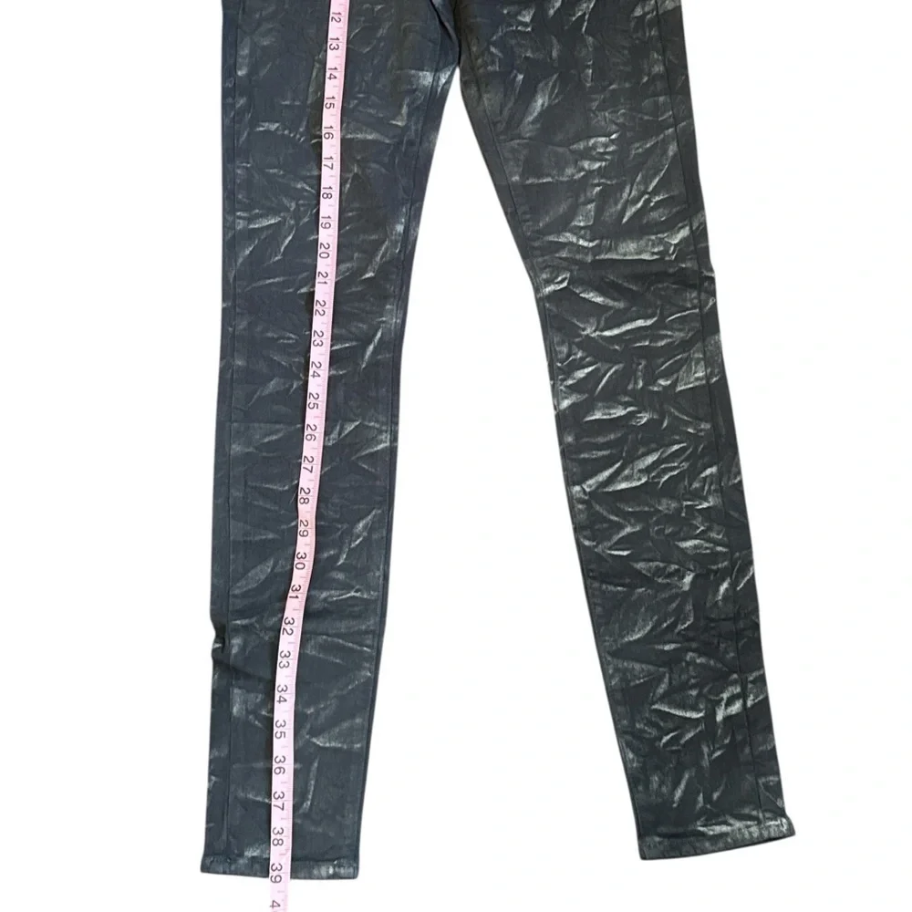 Paige Verdugo Ultra Skinny Jeans Coated Black Denim Size 26 - Picture 7 of 9